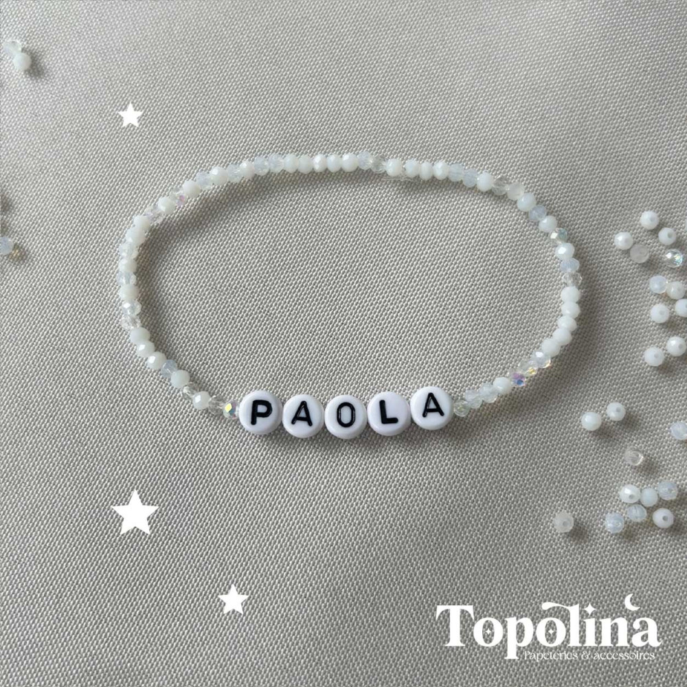 Bracelet blanc – Bracelet personnalisé en perles de verre