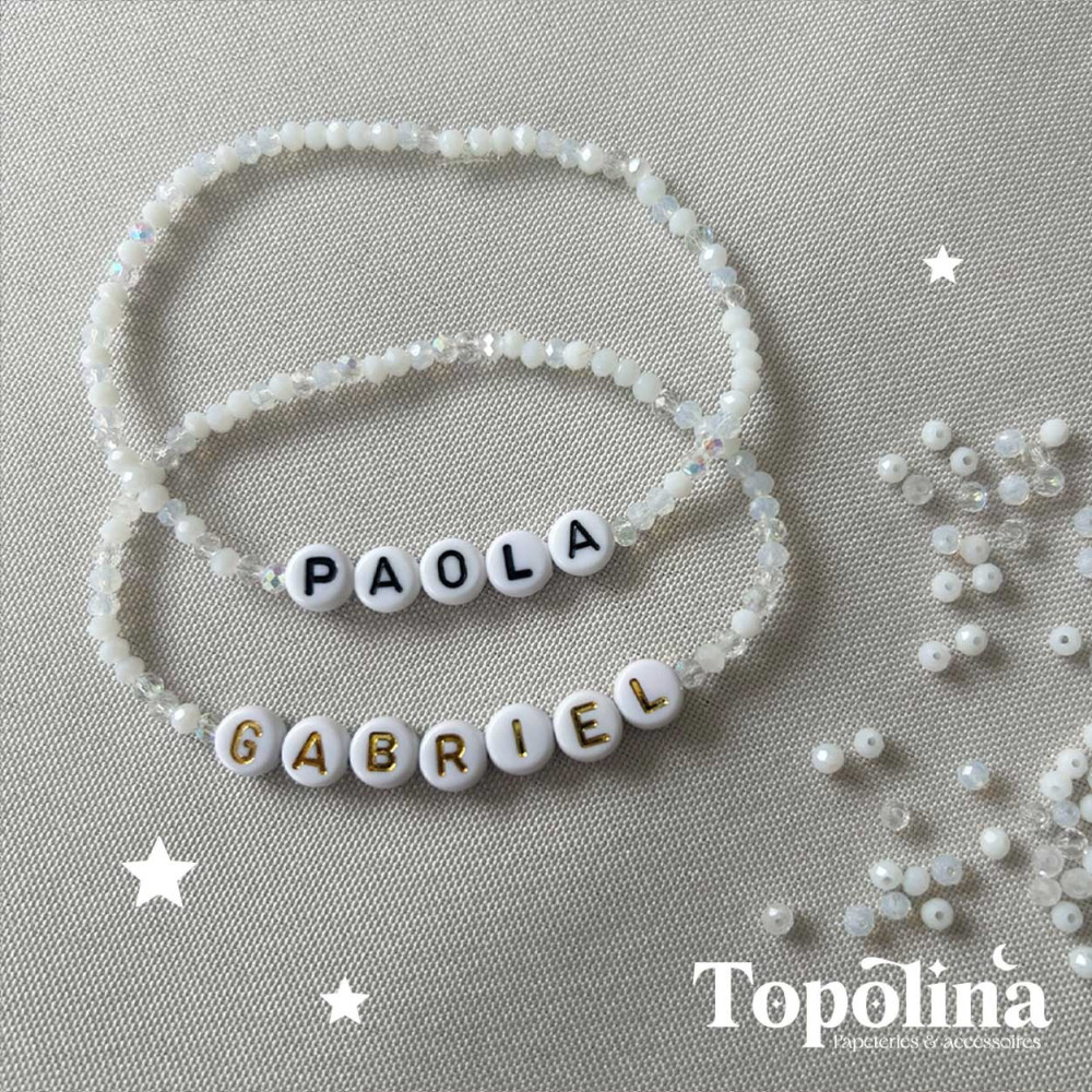 Bracelet blanc – Bracelet personnalisé en perles de verre