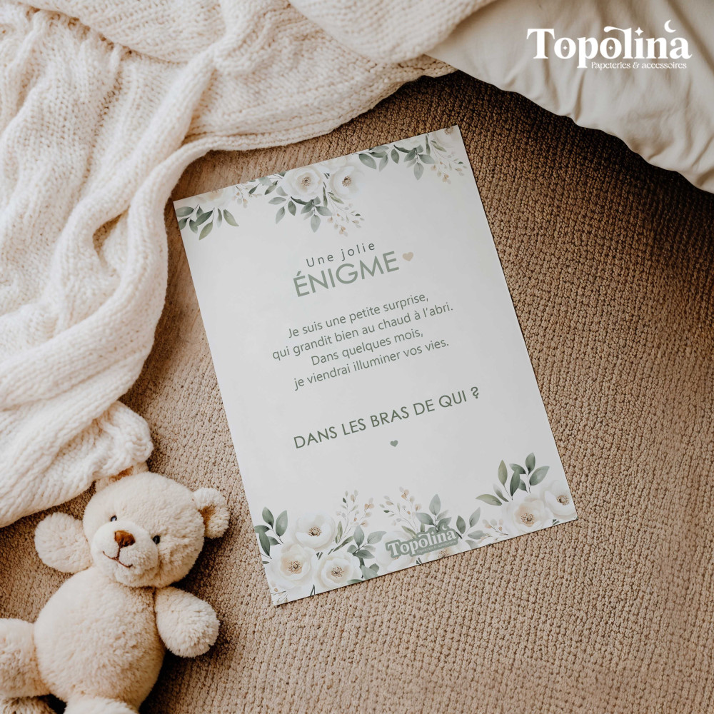 Carte annonce de grossesse Une jolie énigme – Annonce originale et pleine de douceur
