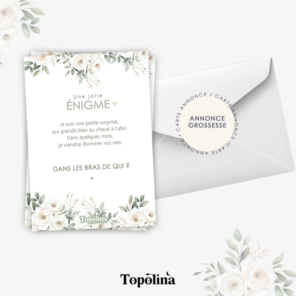 Carte annonce de grossesse Une jolie énigme – Annonce originale et pleine de douceur