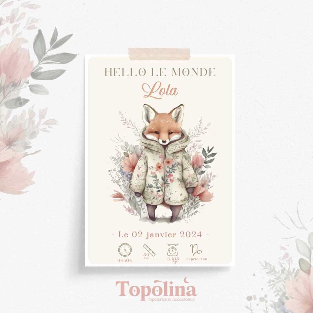 ★ Affiche naissance - Edgar, le renard
