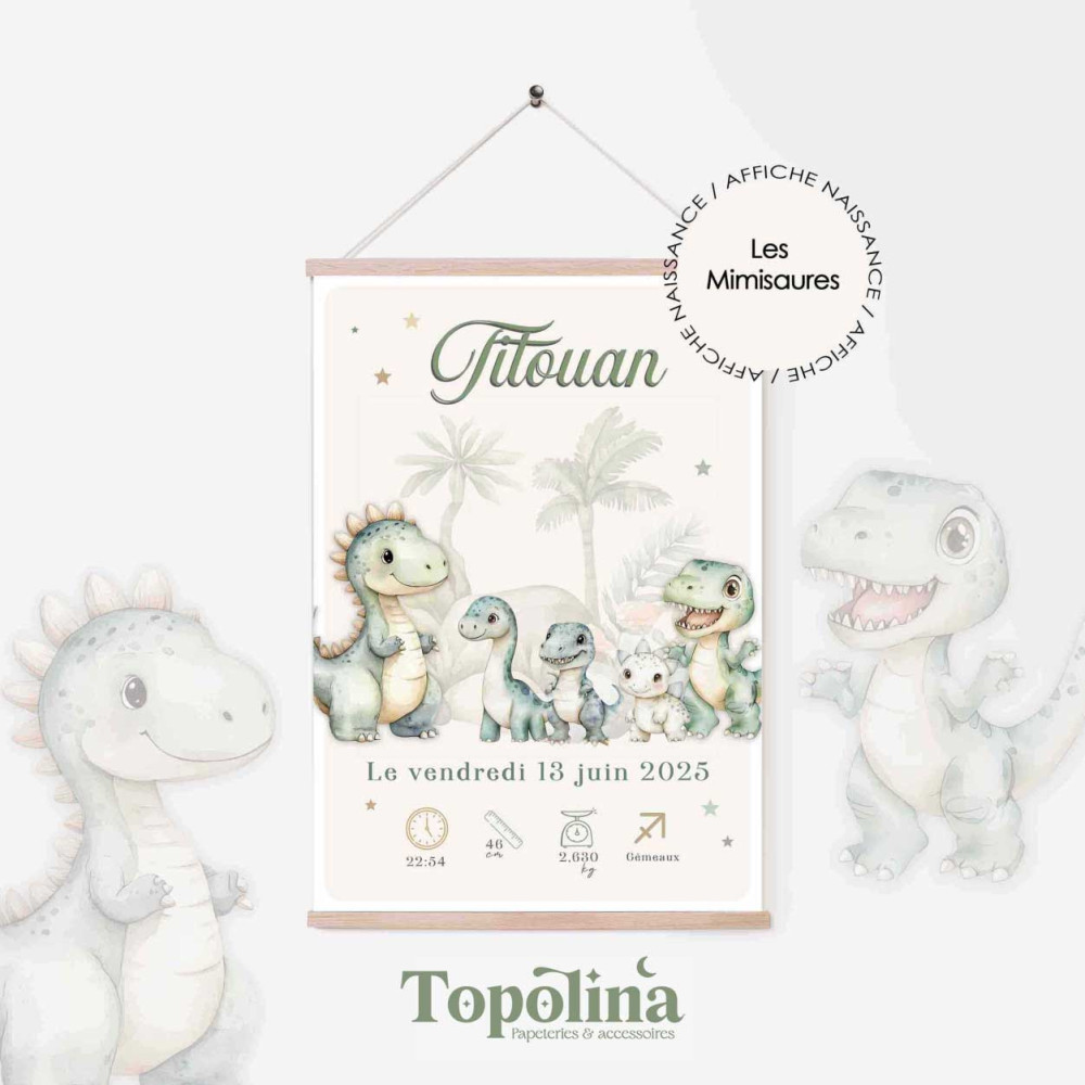 ★ Affiche naissance - Les mimi'saures