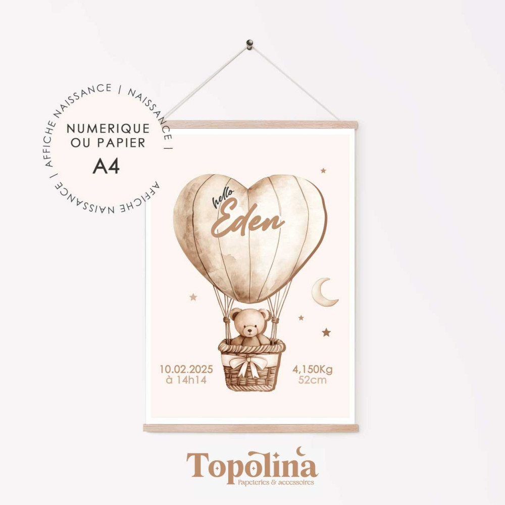 ★ Affiche naissance - Cap sur les nuages