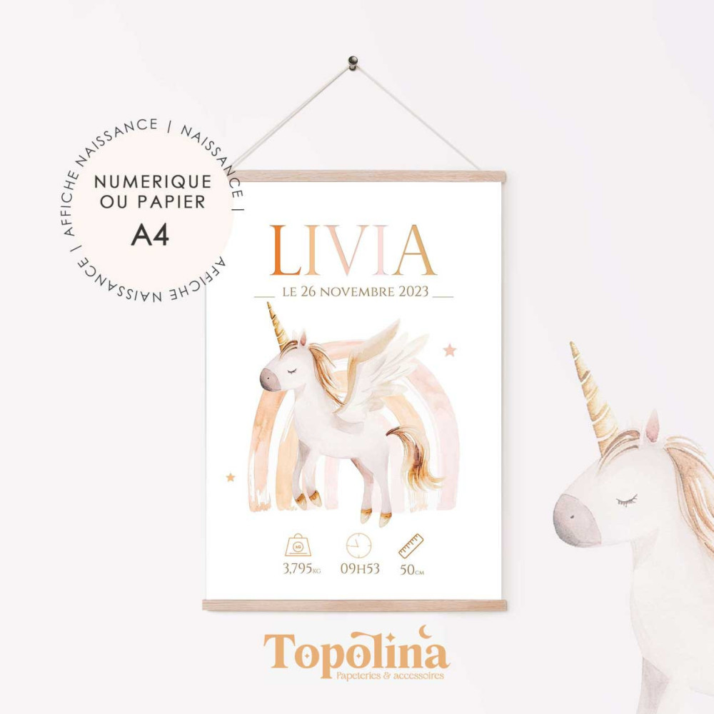 ★ Affiche naissance - Simone, la licorne