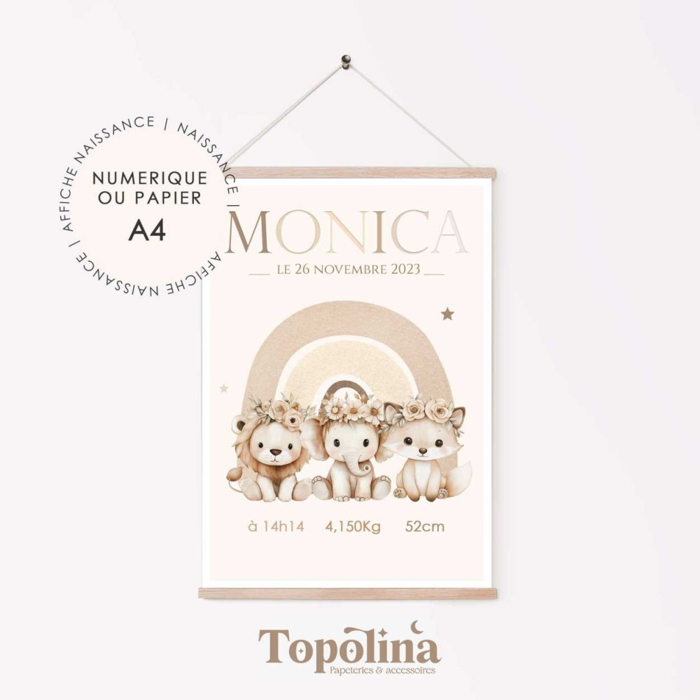 ★ Affiche naissance - Trio d'animaux 