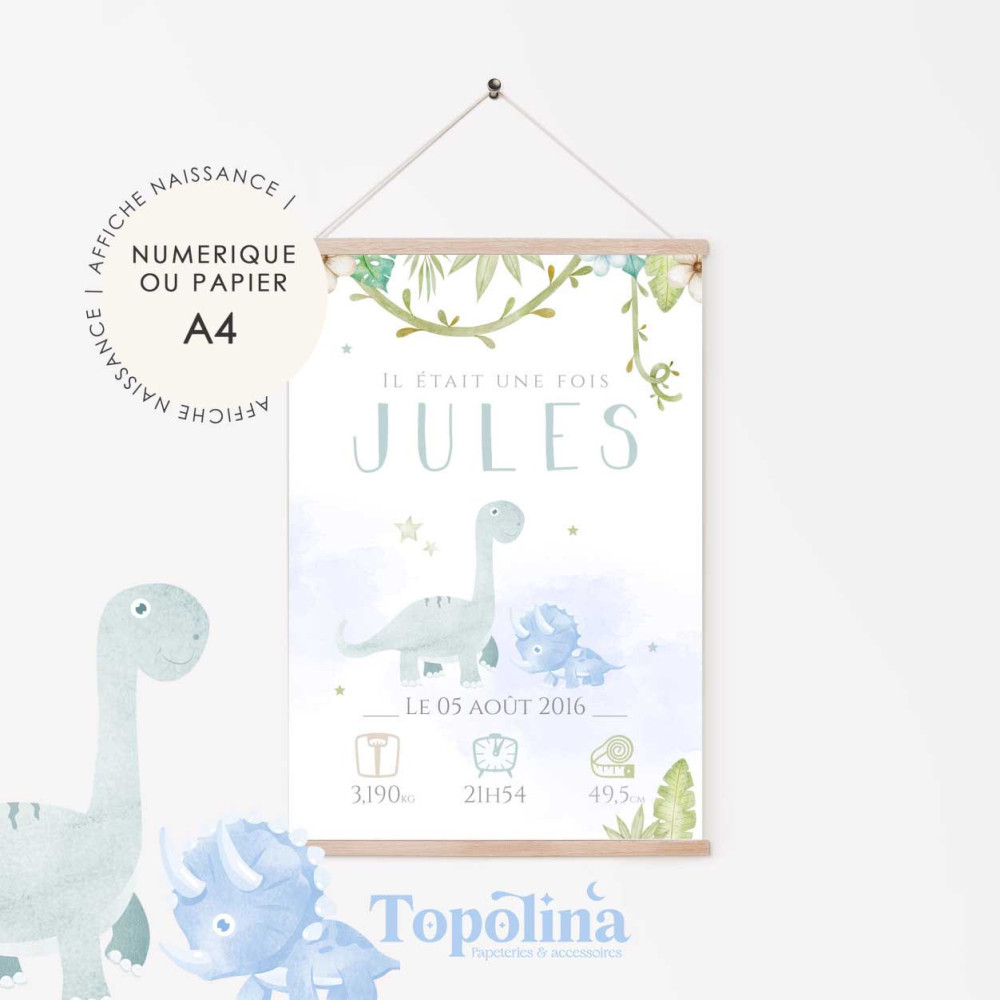 ★ Affiche naissance - Isidor & Tudor, les Dinosaures