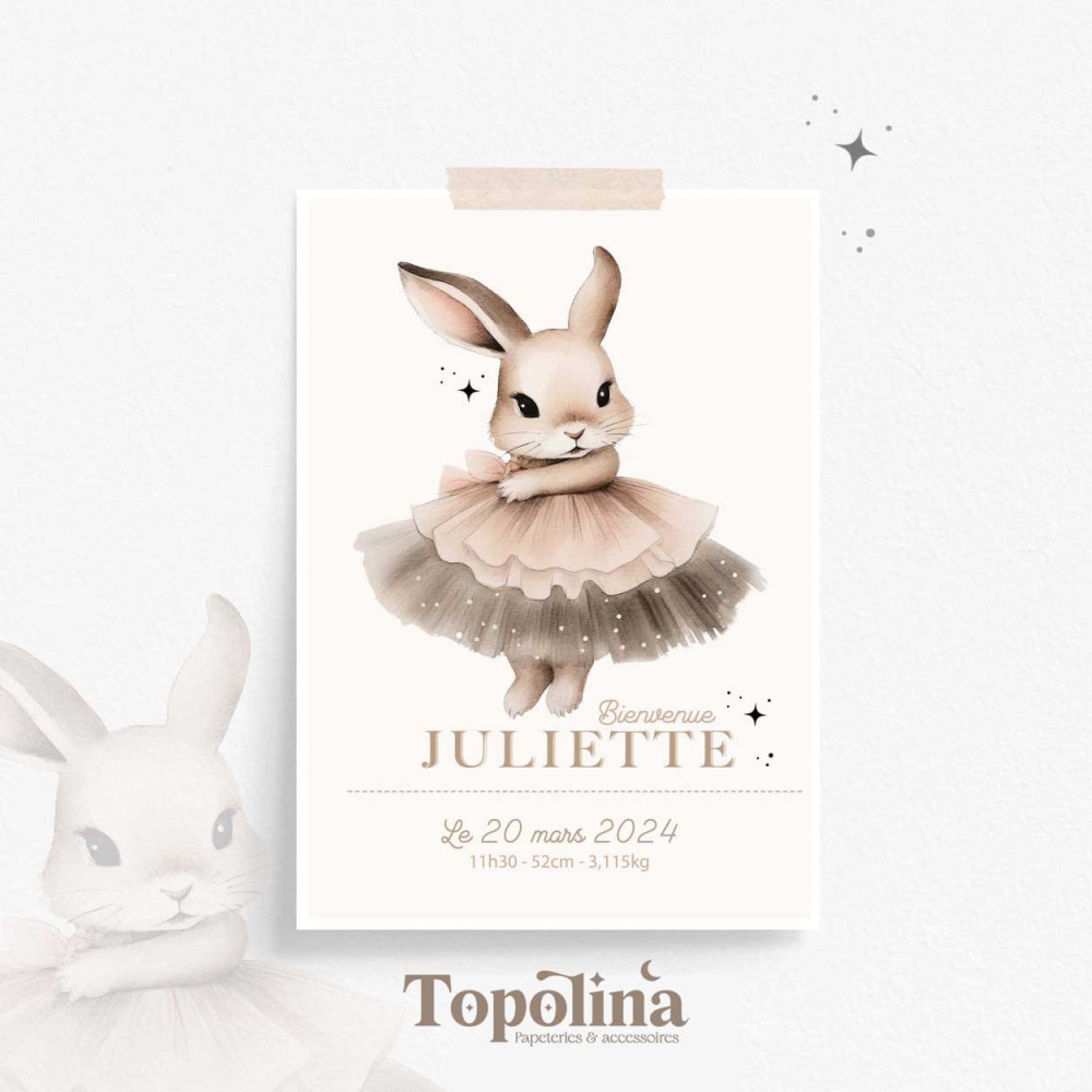 ★ Affiche naissance - Capucine, la lapine