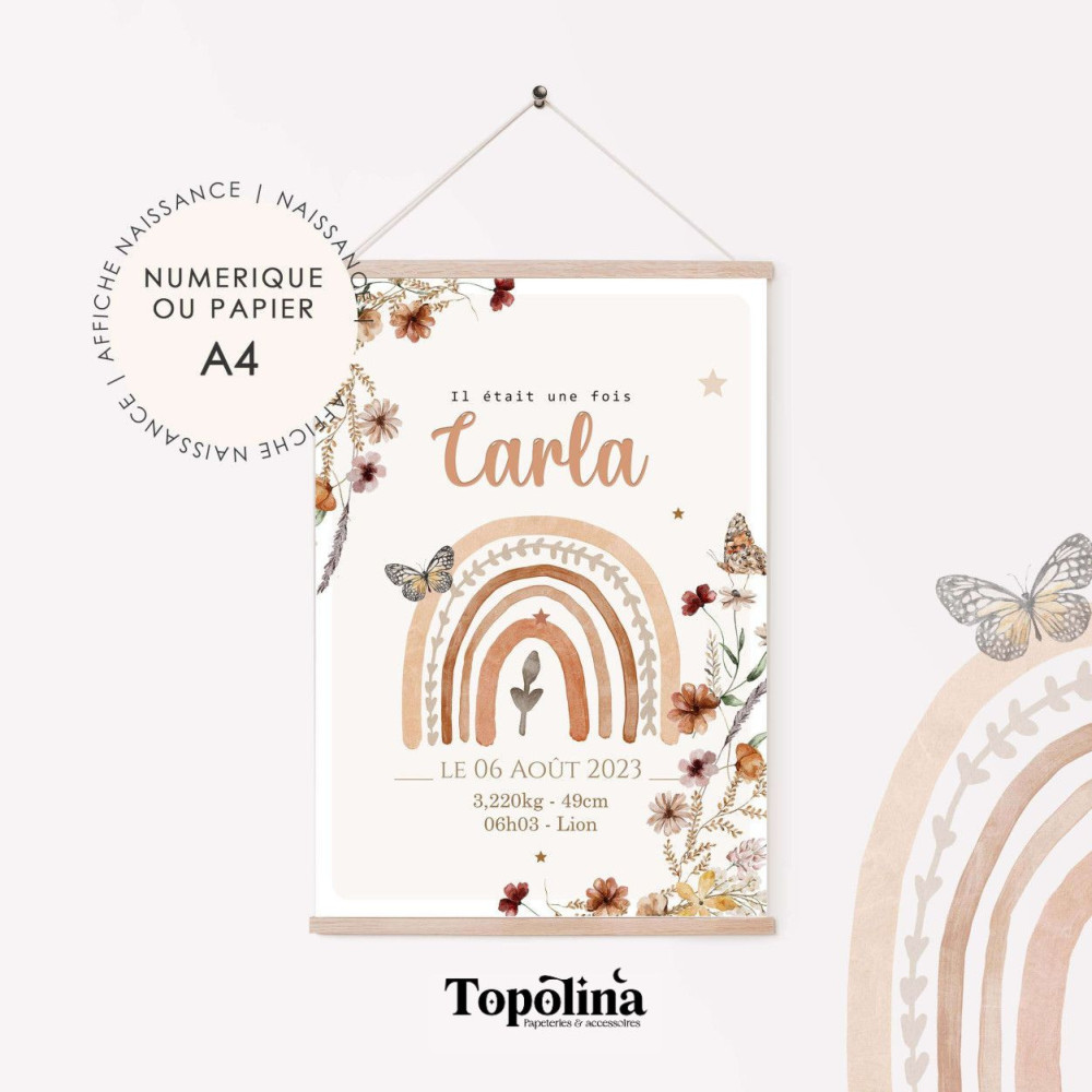 ★ Affiche naissance - butterfly & rainbow