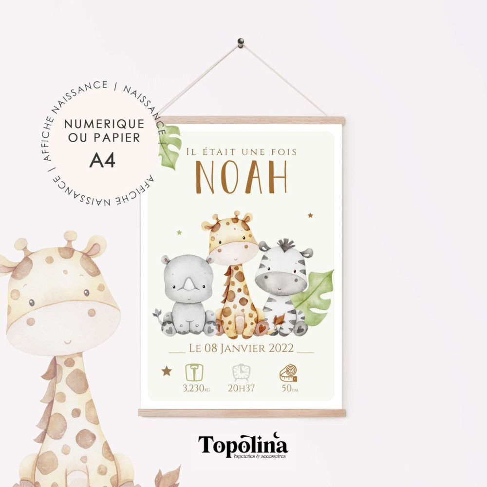★ Affiche naissance - Pierre, Paul, Jaques / Jungle