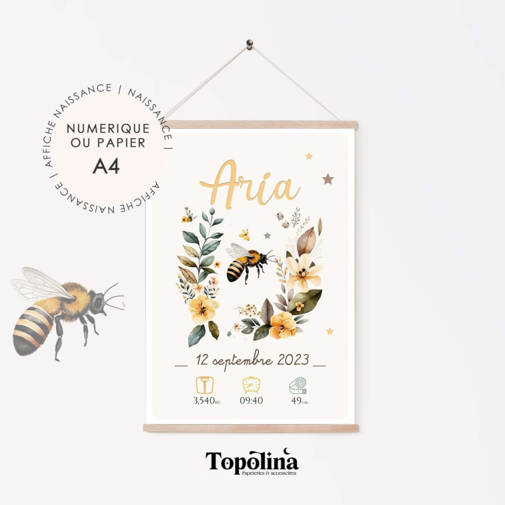 ★ Affiche naissance - Abel, l'abeille