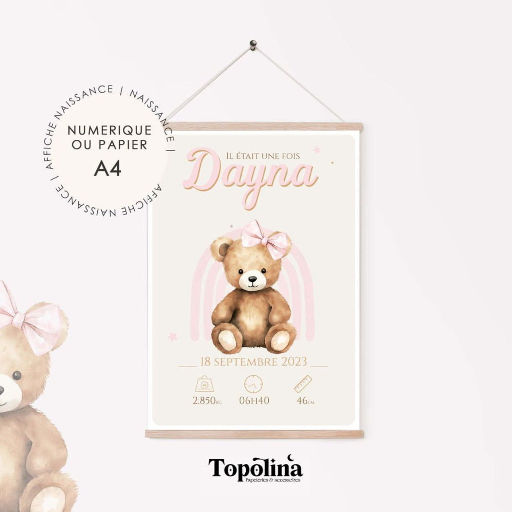 ★ Affiche naissance - Yvonne, l'oursonne