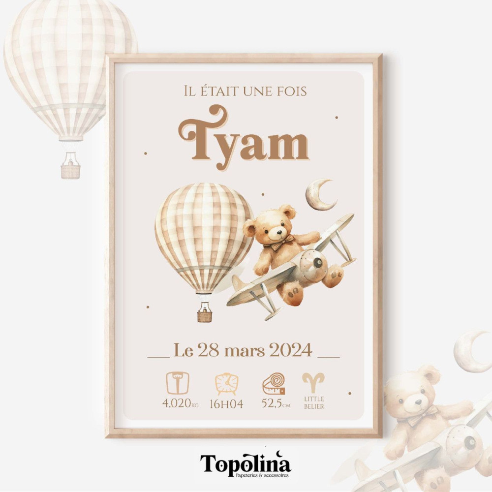★ Affiche naissance - Gaston, l'ourson