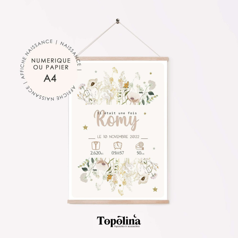 ★ Affiche naissance - Fleurs sechées