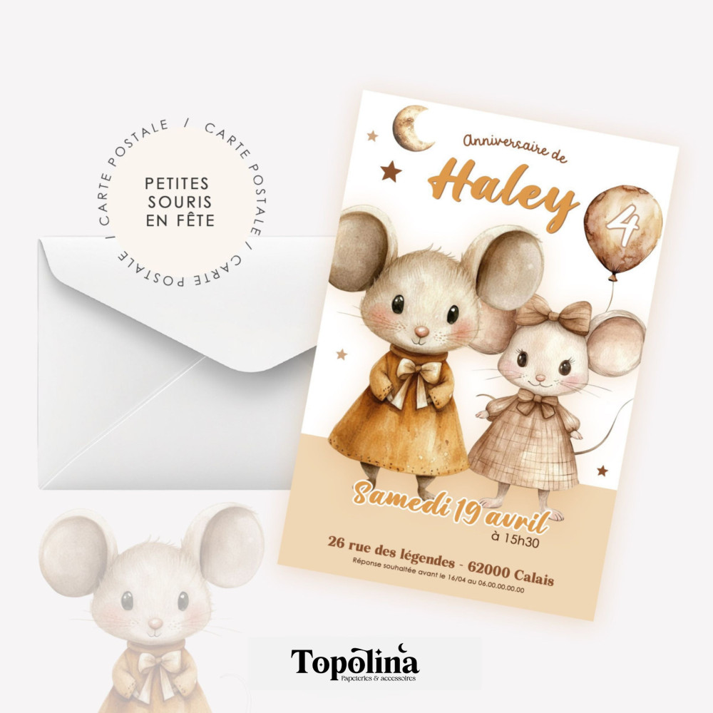 ★ Affiche anniversaire/baptême - Petites souris en fête