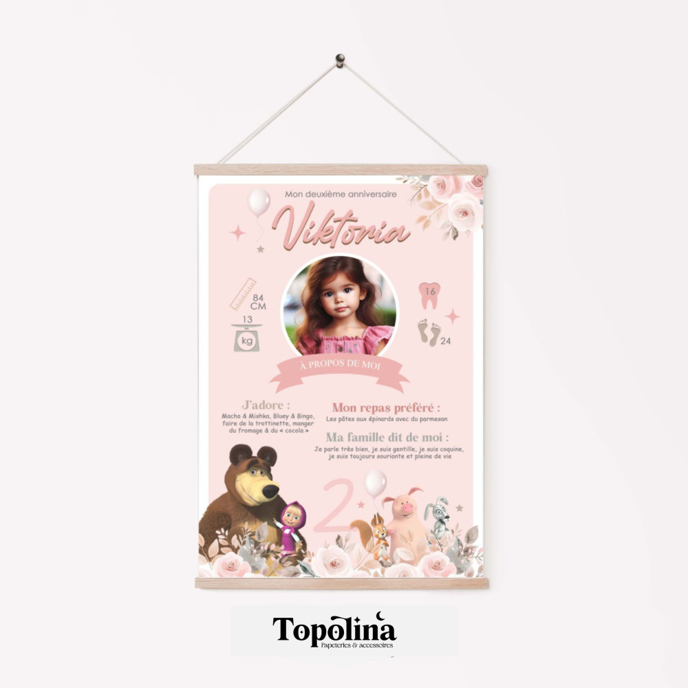 ★ Affiche anniversaire/baptême - Masha et Michka