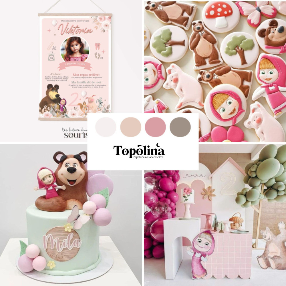 ★ Affiche anniversaire/baptême - Masha et Michka