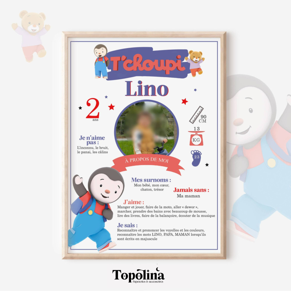 ★ Affiche anniversaire/baptême - T'choupi
