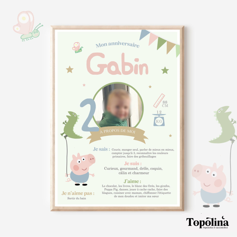 ★ Affiche anniversaire/baptême -  Oink Oink, Peppa Pig !