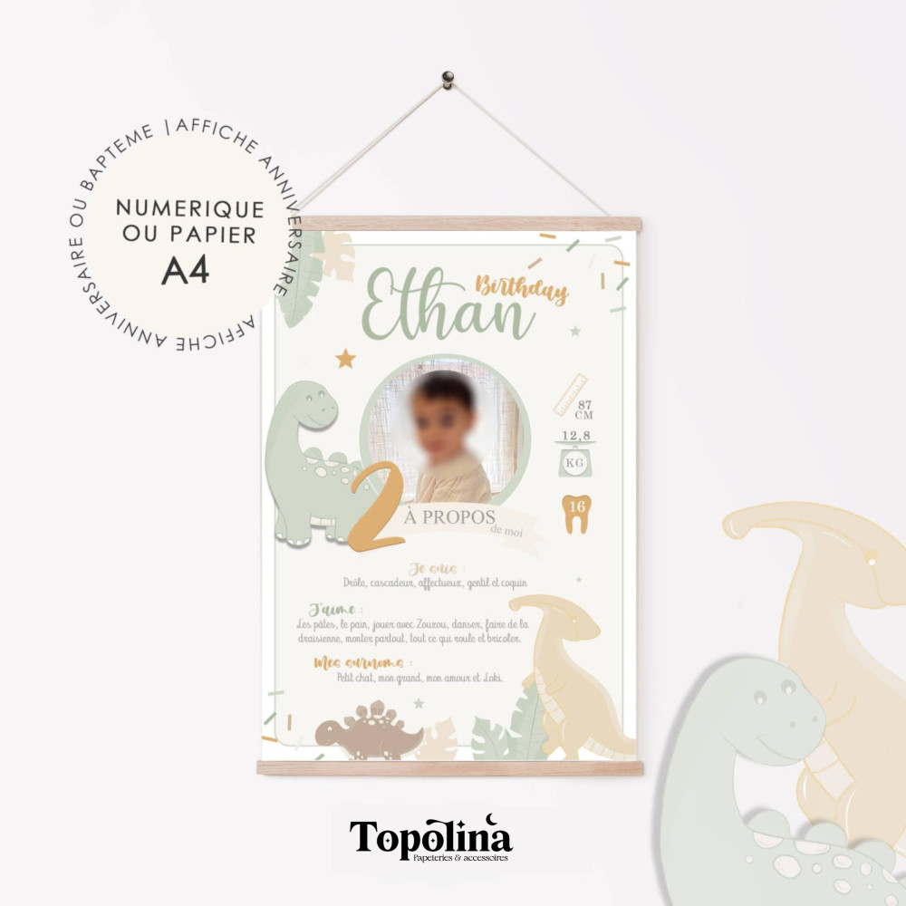 ★ Affiche anniversaire/baptême | Joyeux Anniv’Rex | DinoParty !