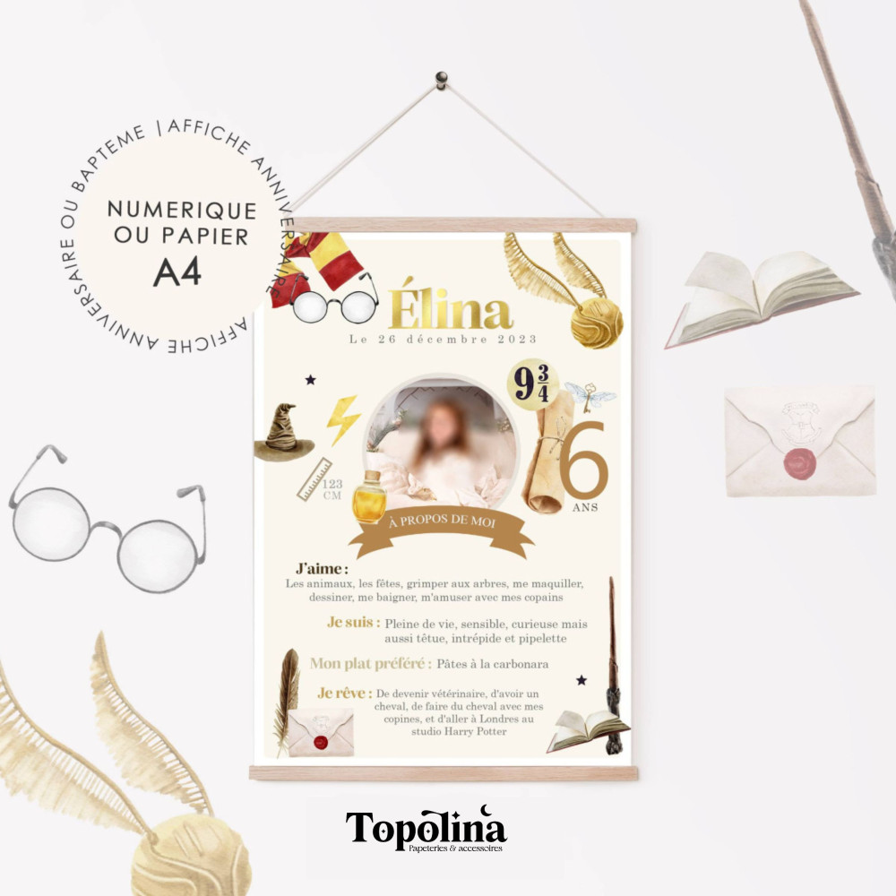 ★ Affiche anniversaire/baptême - Joyeux Anniversort ! / Harry potter