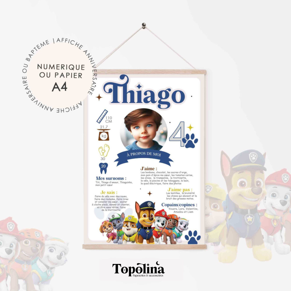 ★ Affiche anniversaire/baptême - Pat'Patrouille