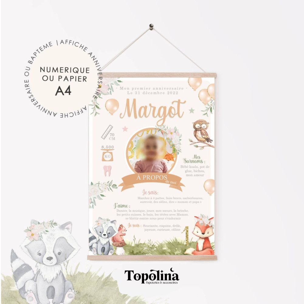 ★ Affiche anniversaire/baptême - Forêt enchanté