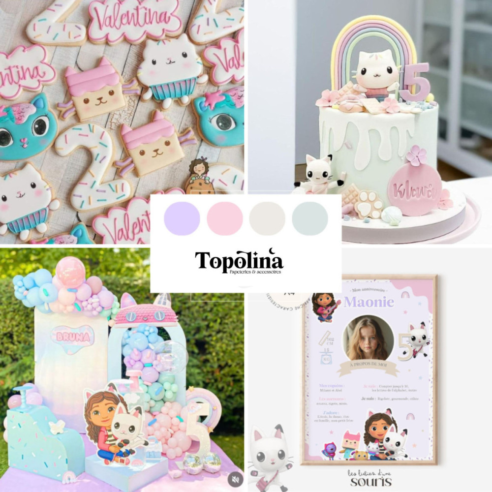 Affiche Anniversaire ou Baptême Personnalisée Thème Gabby Chat – Cadeau Enfant Unique