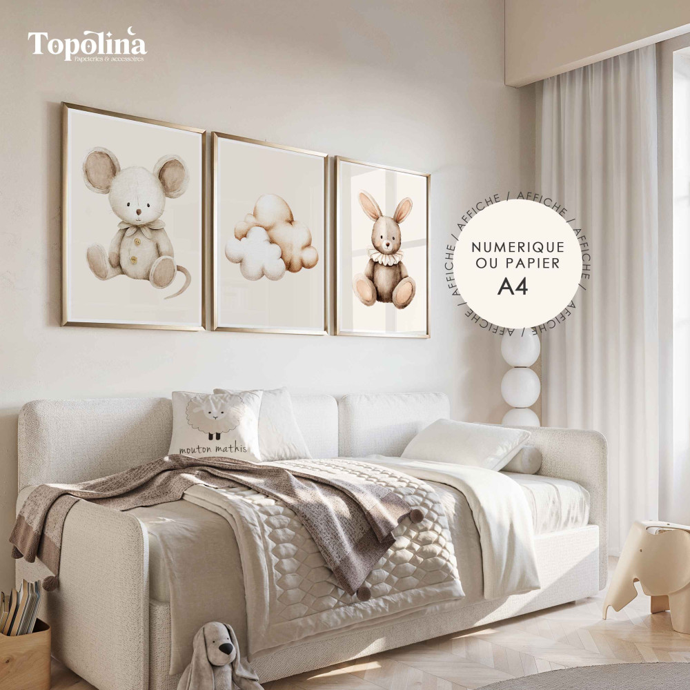 Lot de 3 affiches illustrées poétique – Décoration douce et joyeuse