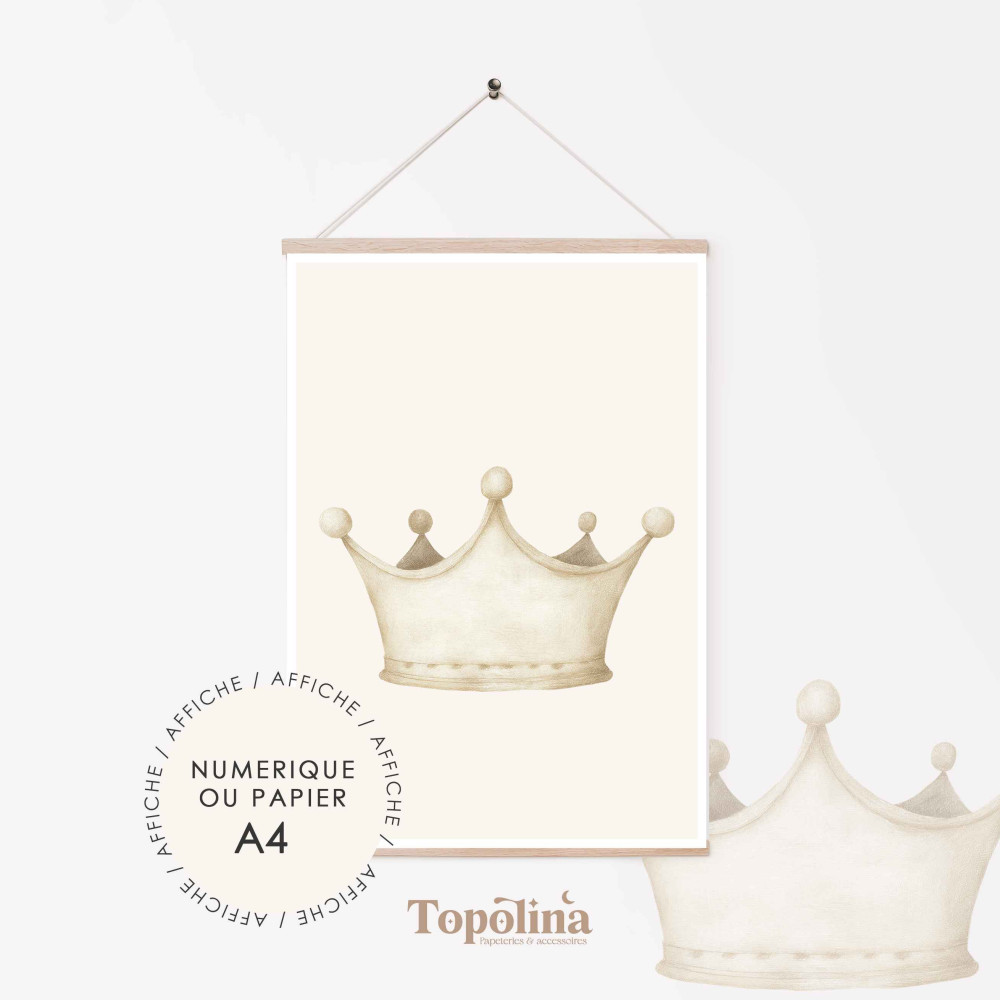 Affiche couronne -  Poster enfant A4 pastel | Décoration chambre bébé douce
