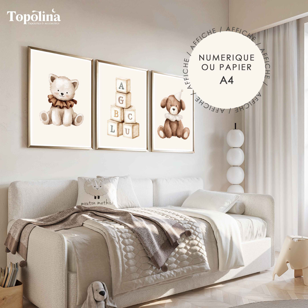 Lot de 3 affiches illustrées poétique – Décoration douce et joyeuse