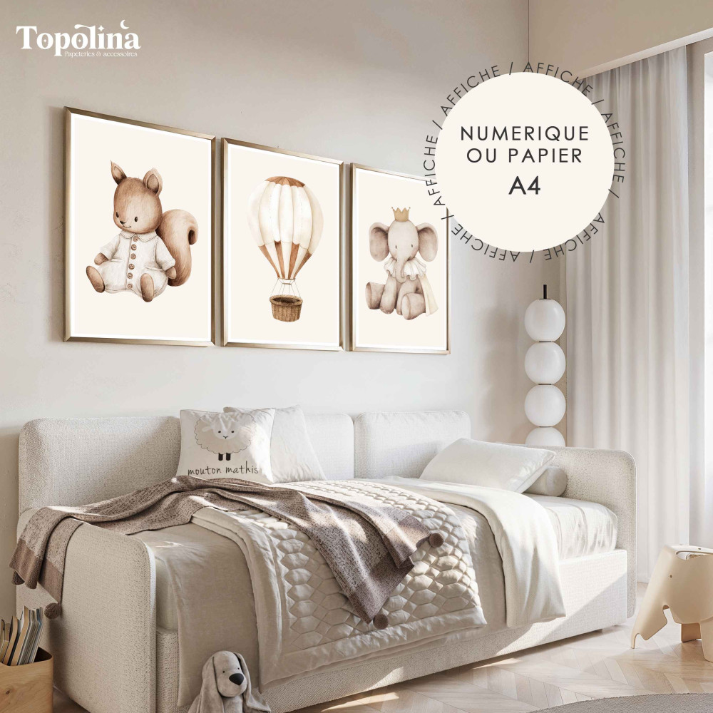 Lot de 3 affiches illustrées poétique – Décoration douce et joyeuse