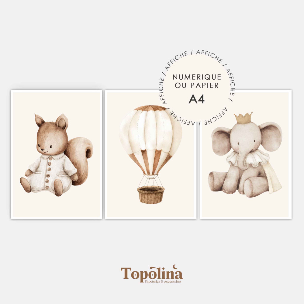 Lot de 3 affiches illustrées poétique – Décoration douce et joyeuse