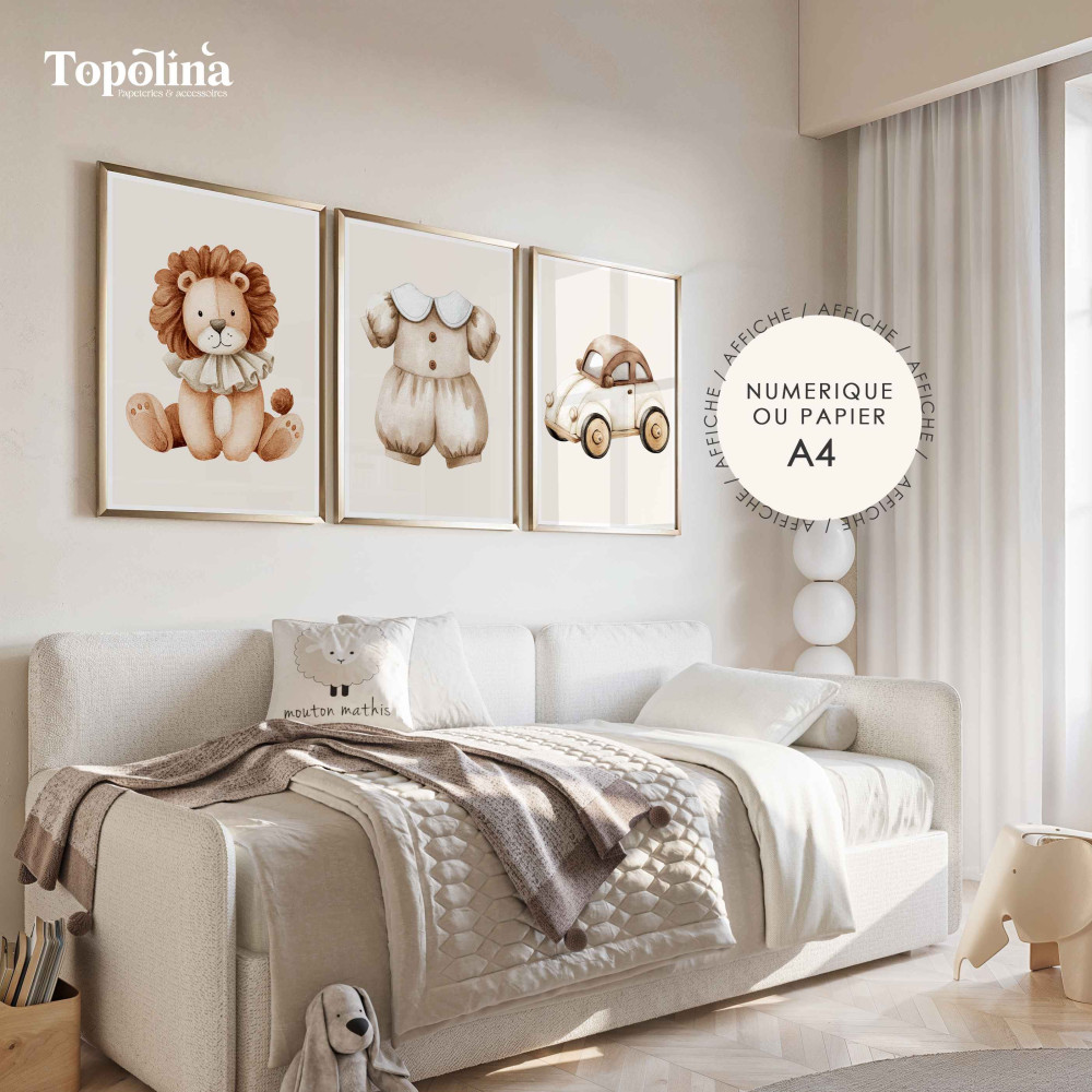 Lot de 3 affiches illustrées poétique – Décoration douce et joyeuse