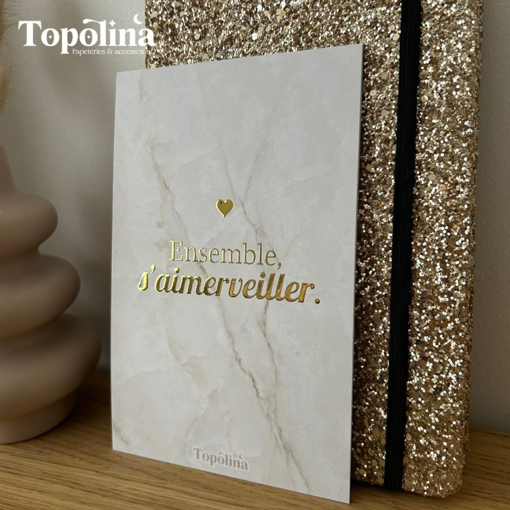 Carte citation « Ensemble s’Aimerveiller » – Dorure à chaud & amour familial
