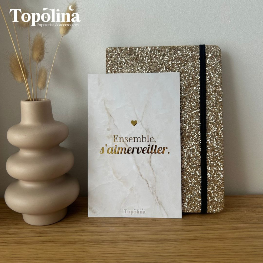 Carte citation « Ensemble s’Aimerveiller » – Dorure à chaud & amour familial