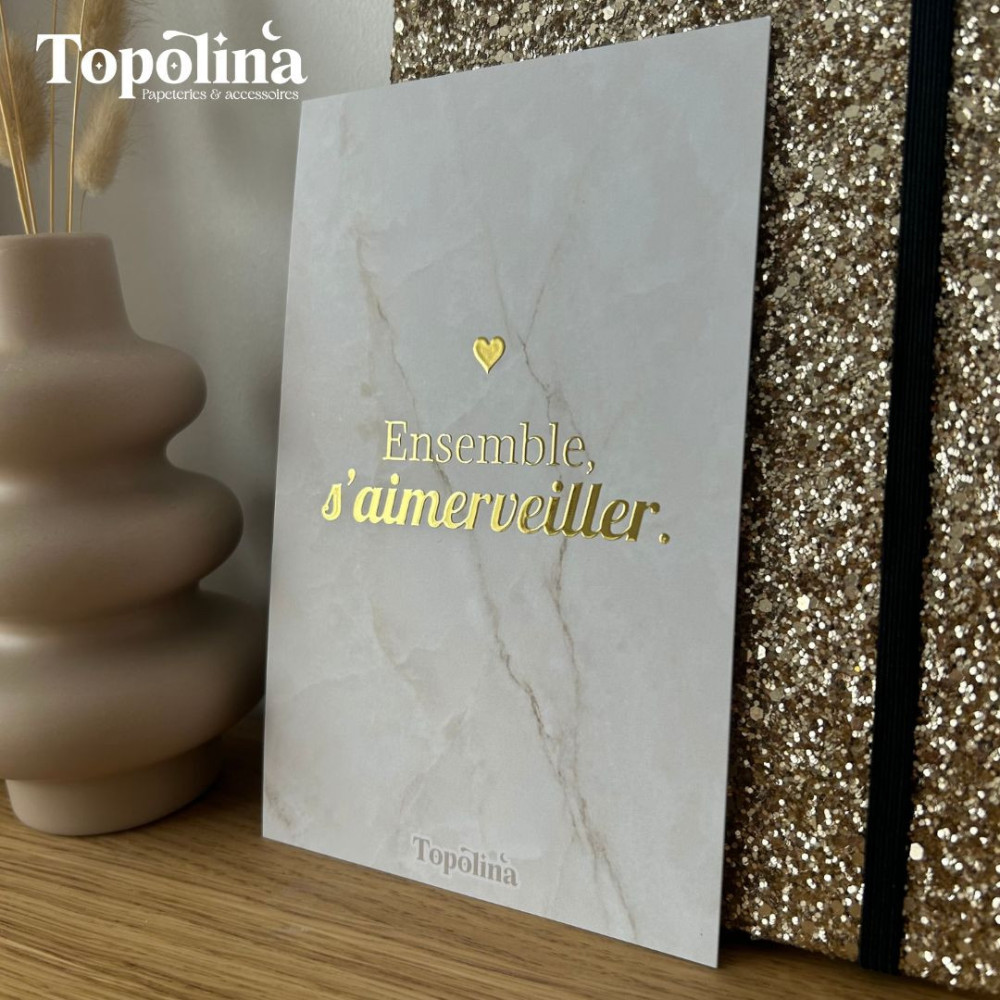 Carte citation « Ensemble s’Aimerveiller » – Dorure à chaud & amour familial