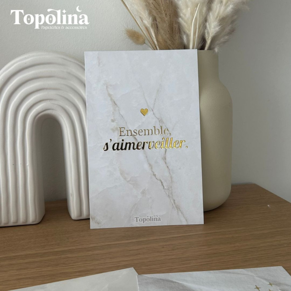 Carte citation « Ensemble s’Aimerveiller » – Dorure à chaud & amour familial
