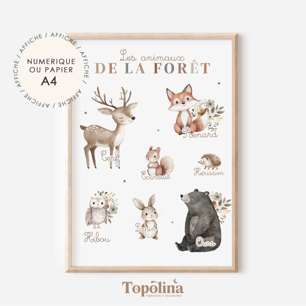 poster animaux de la forêt 