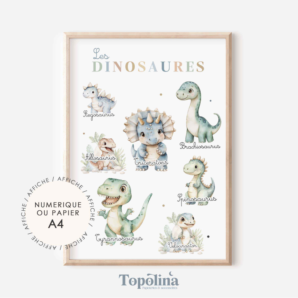 affiche dinosaure pour enfant