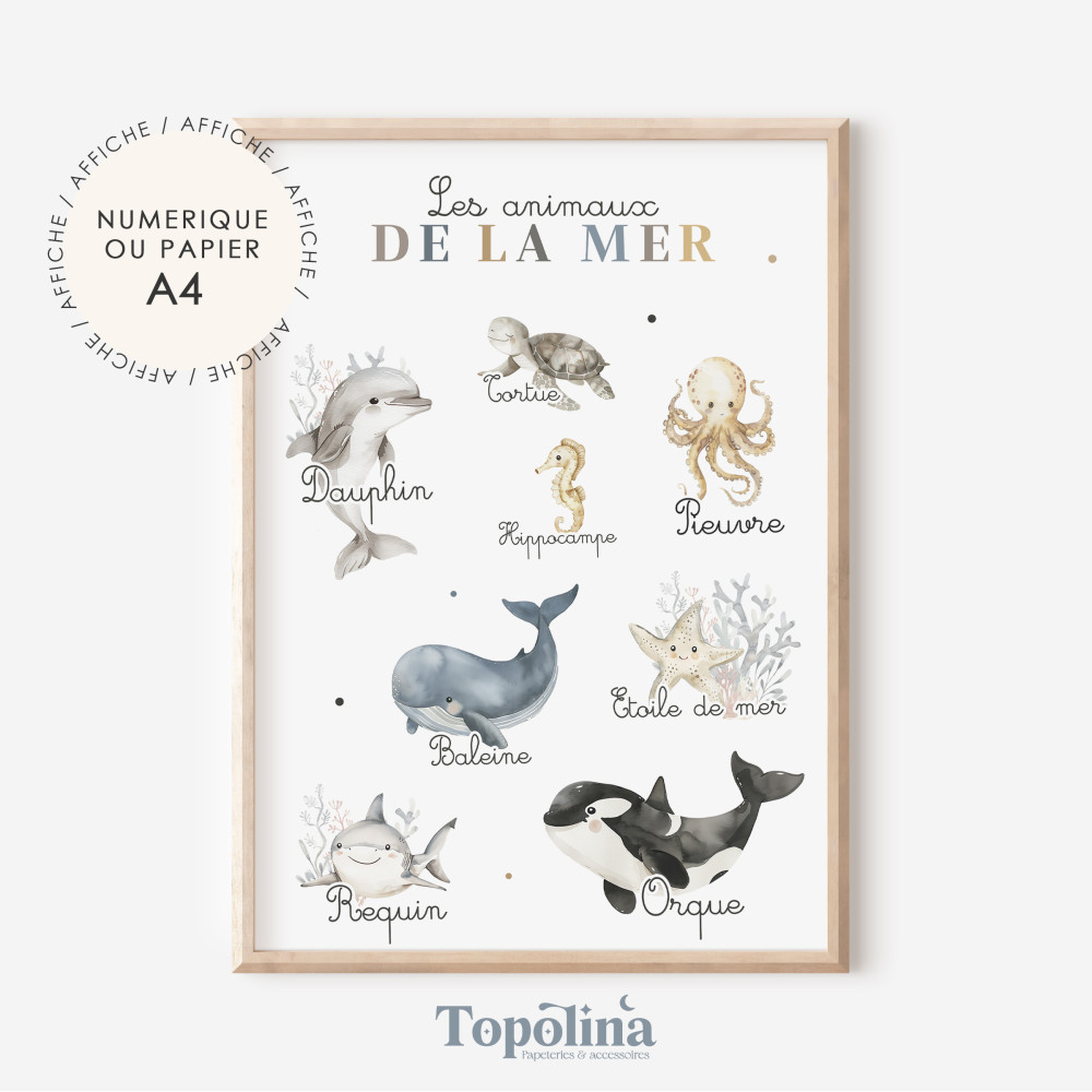 poster animaux marins enfants