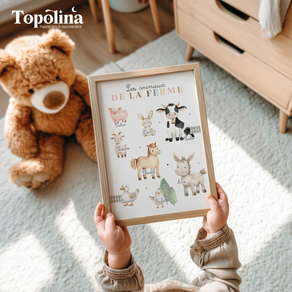 Affiche animaux de la ferme pour enfant