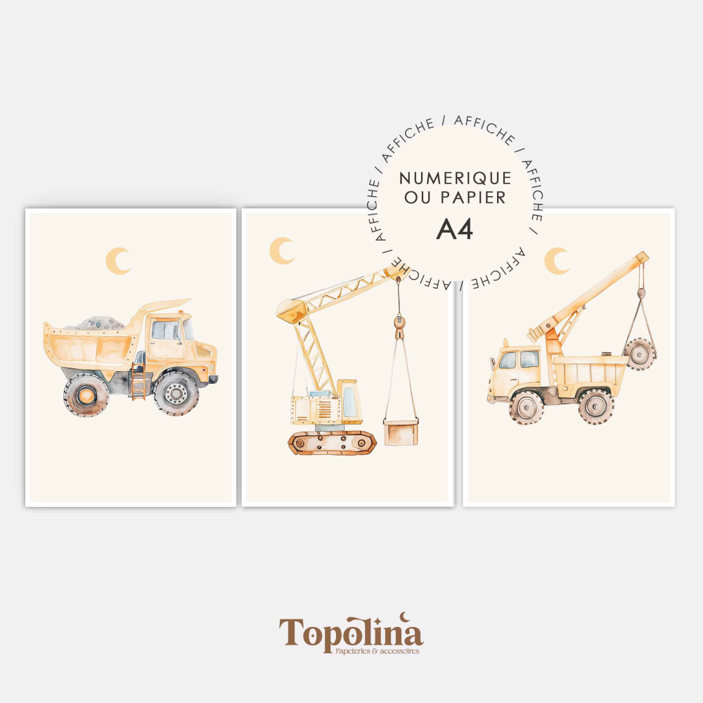 affiche enfant thème chantier