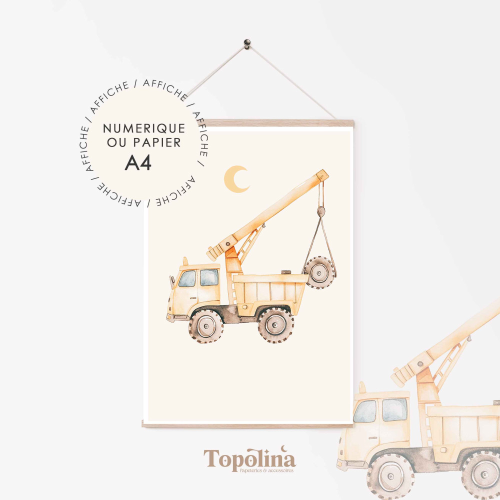 affiche camion grue enfant
