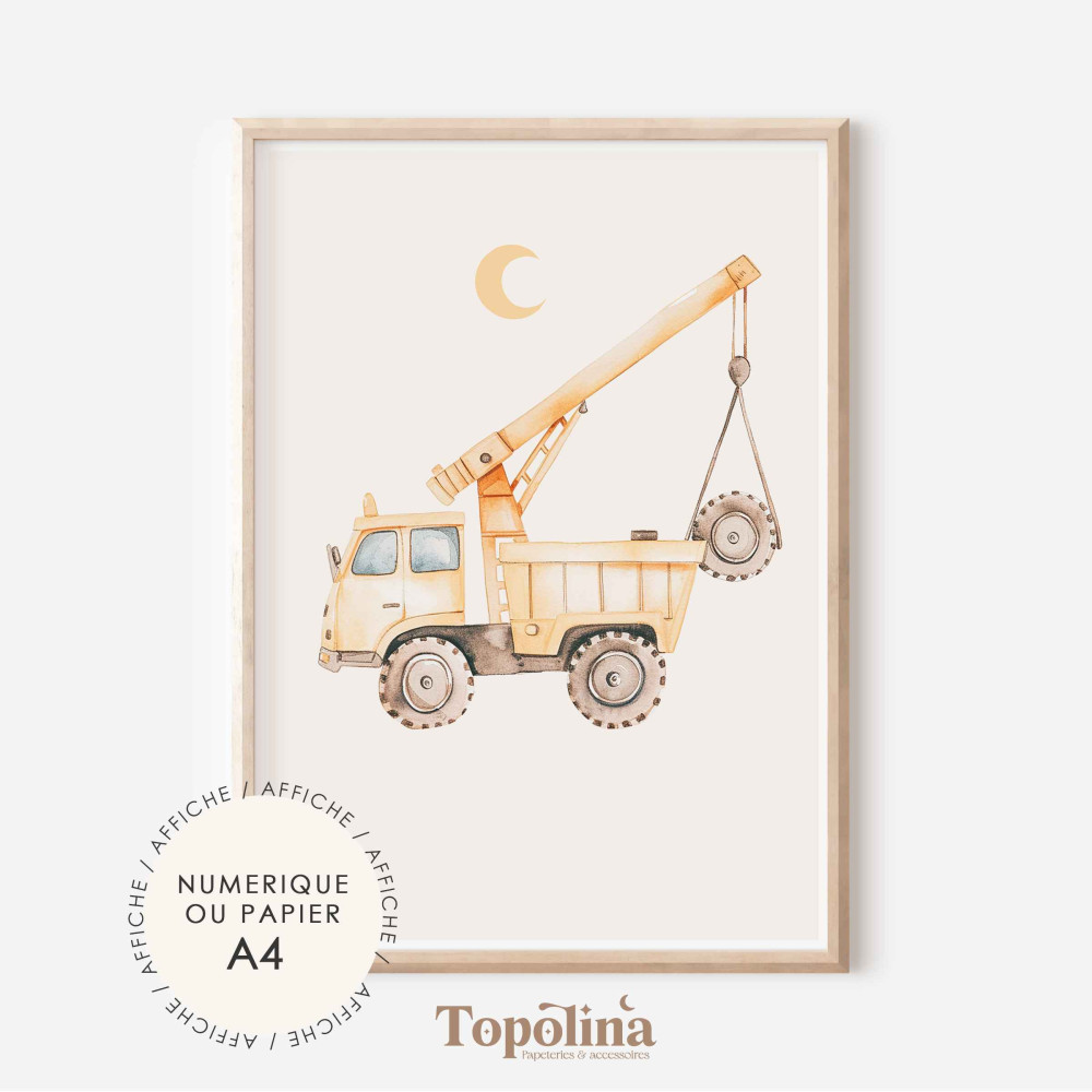 Affiche illustrée – Camion grue