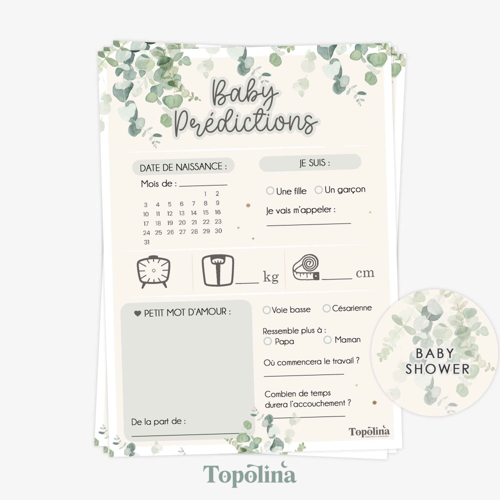 cartes prédictions baby shower