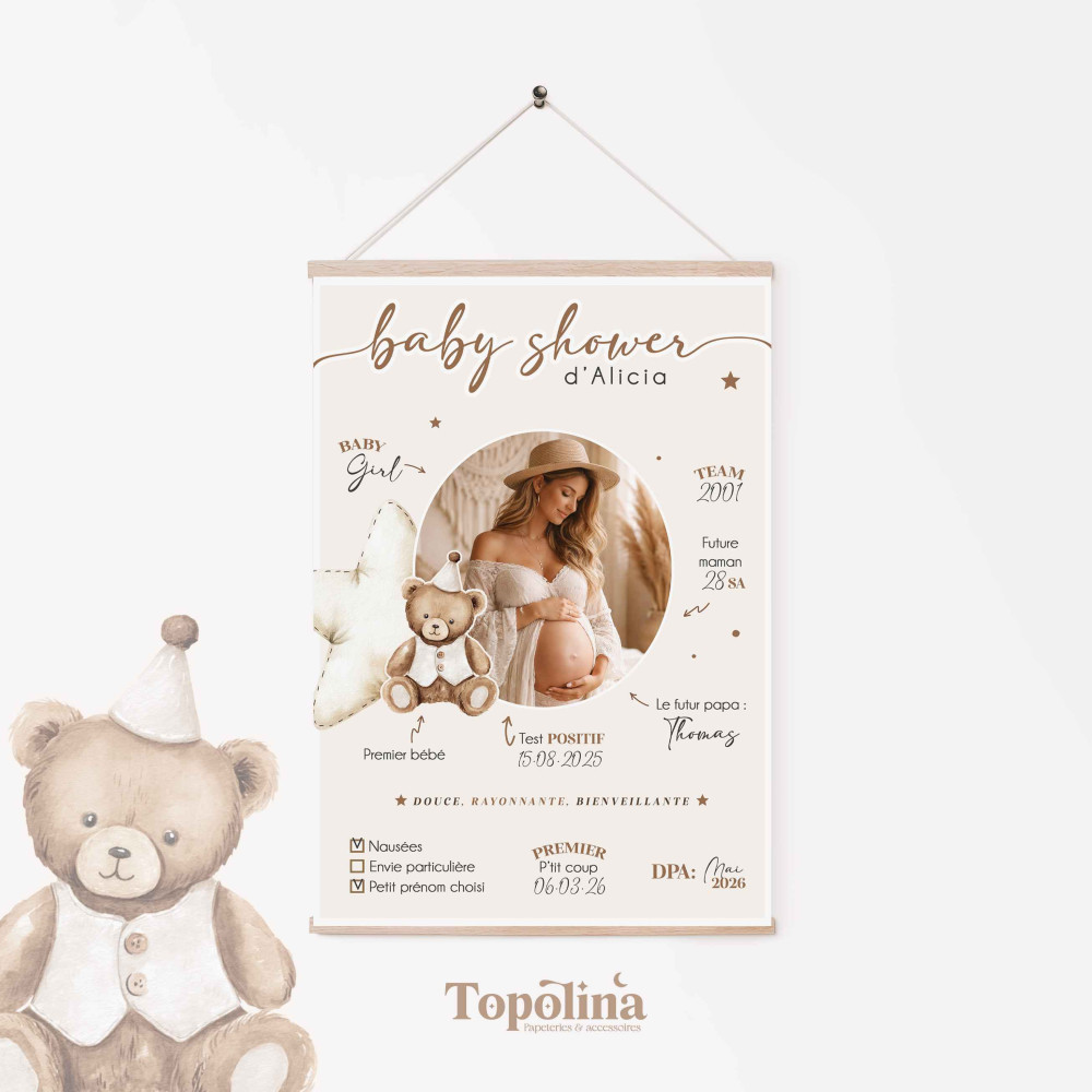 affiche baby shower photo future maman