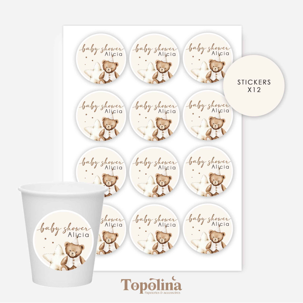 Stickers décoratifs pour gobelets – Thème ourson