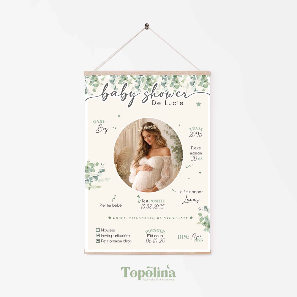affiche baby shower future maman personnalisée
