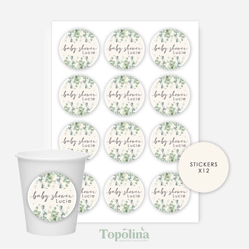 Stickers décoratifs pour gobelets – Thème eucalyptus