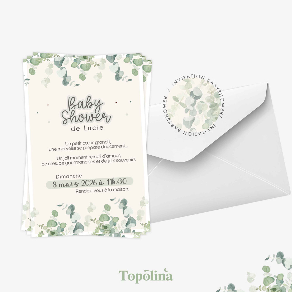 Invitation Baby Shower – Eucalyptus